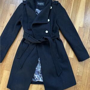 GUESS Women's Elegant Black wool blend Coat- Size Small